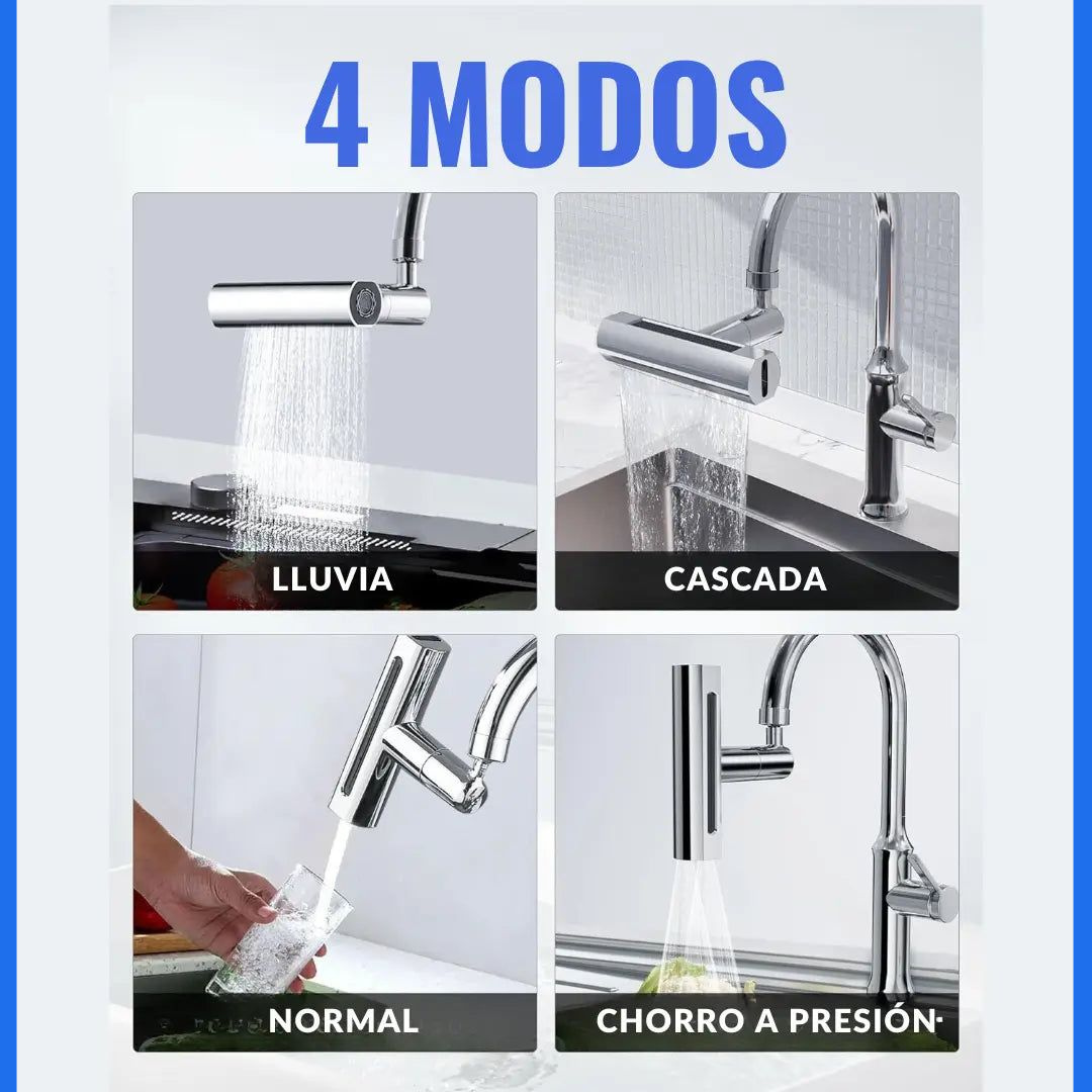 GRIFO GIRATORIO 360º CON CASCADA PARA EXTENSIÓN 4EN 1