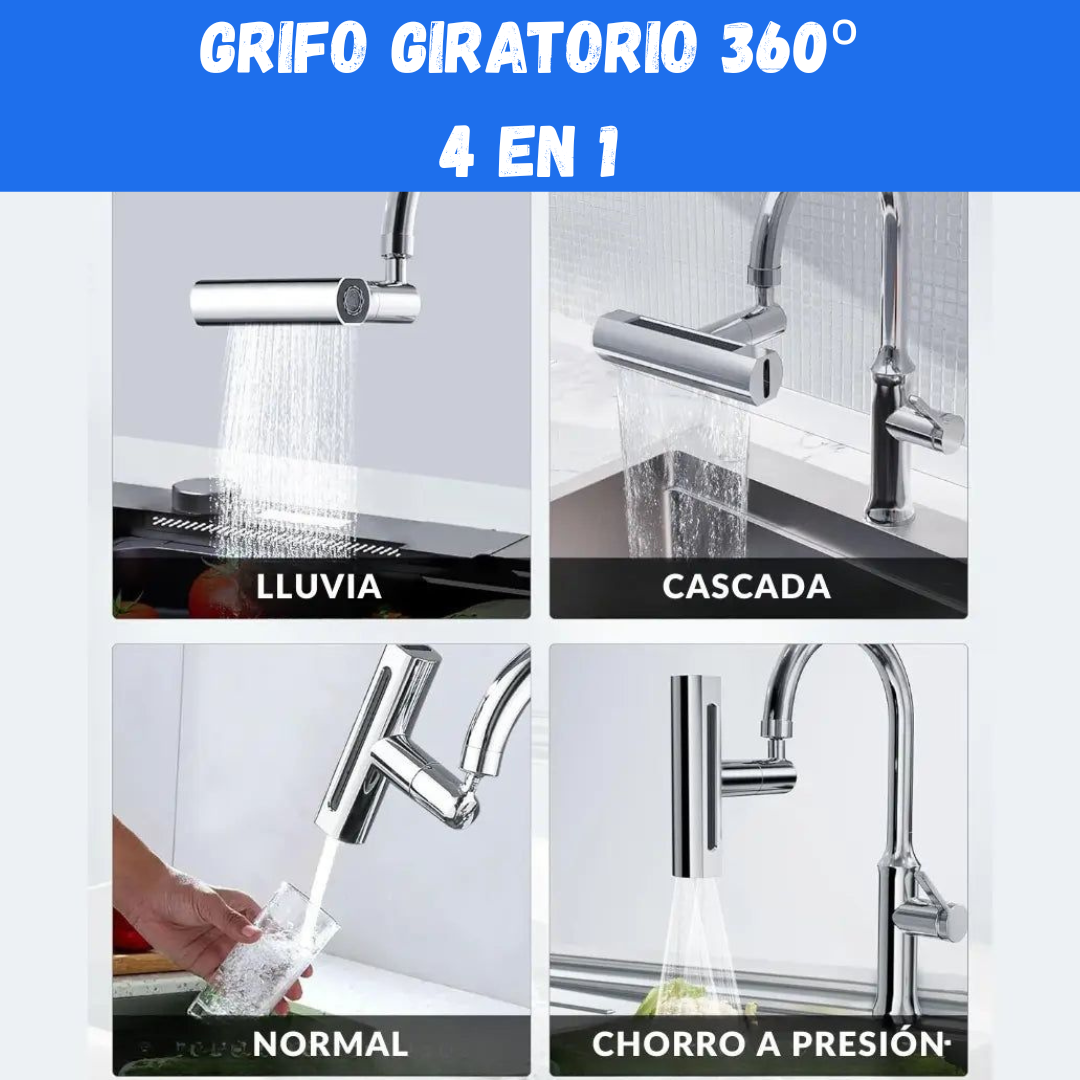 GRIFO GIRATORIO 360º CON CASCADA PARA EXTENSIÓN 4EN 1